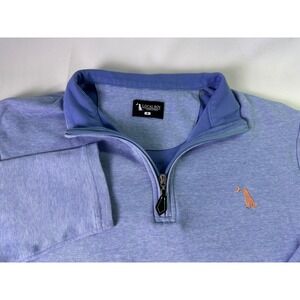 Local Boy Outfitters Pullover Men Medium M Blue Striped 1/4 Zip Cotton Sweater